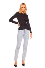 faux wrap long sleeve top