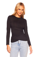 faux wrap long sleeve top