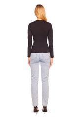 faux wrap long sleeve top