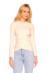 faux wrap long sleeve top