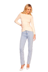 faux wrap long sleeve top