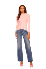 faux wrap long sleeve top