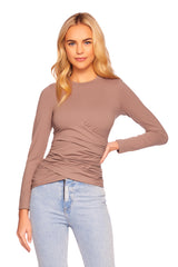 faux wrap long sleeve top