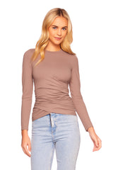faux wrap long sleeve top