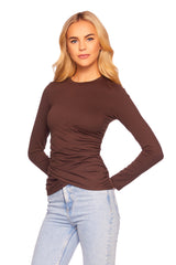 faux wrap long sleeve top