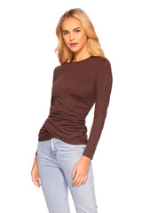 faux wrap long sleeve top