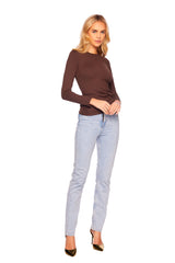 faux wrap long sleeve top