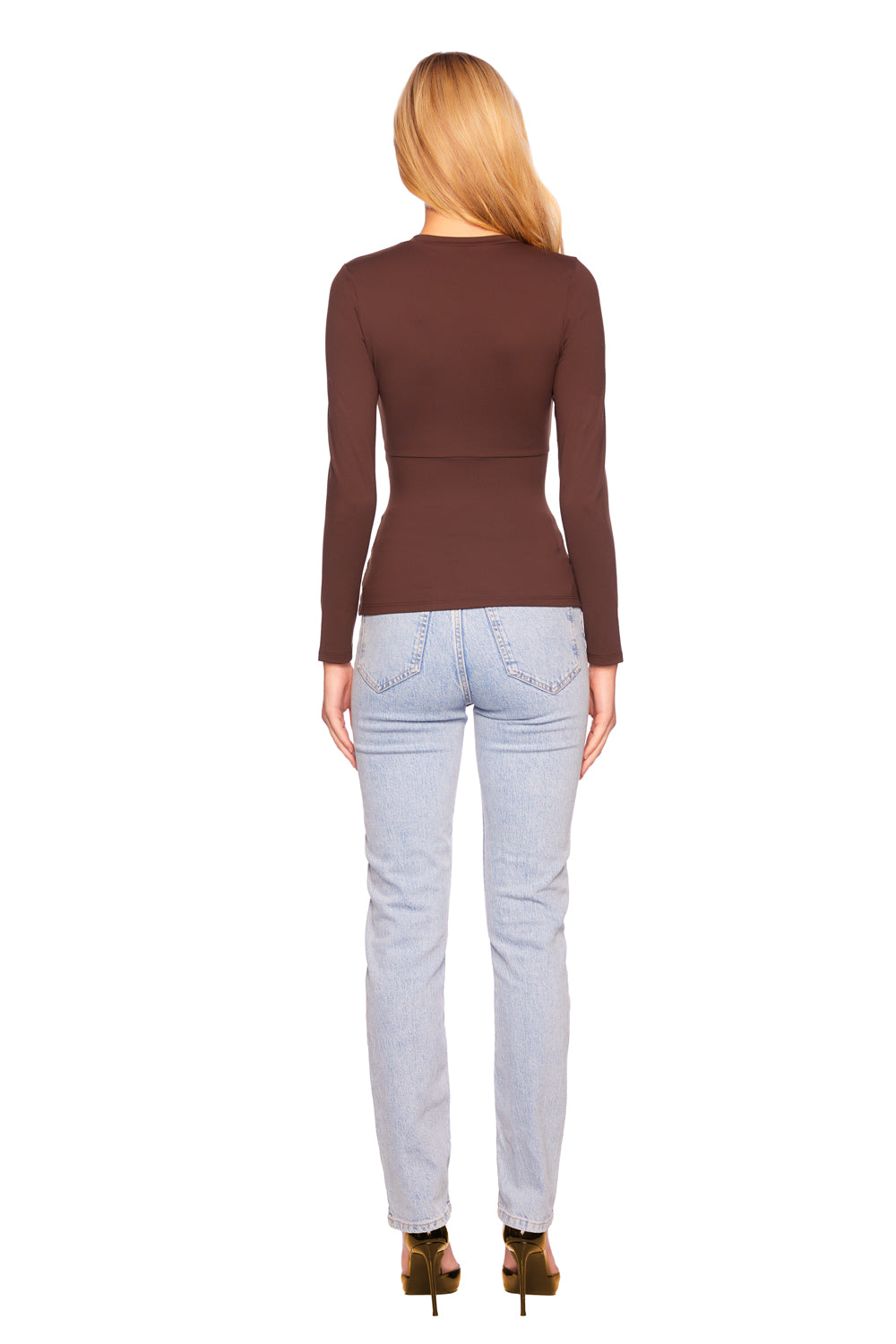 faux wrap long sleeve top – Susana Monaco‎