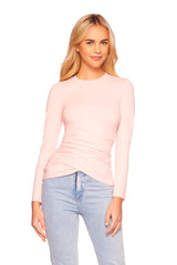 faux wrap long sleeve top