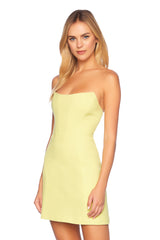 pebble crepe strapless corset dress