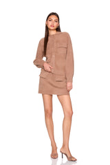 fuzzy sweater pocket skirt