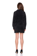 fuzzy sweater cargo jacket black