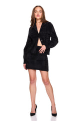 fuzzy sweater cargo jacket black