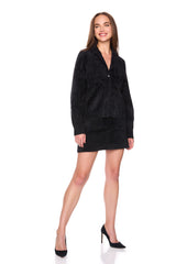 fuzzy sweater cargo jacket black