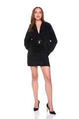 fuzzy sweater cargo jacket black