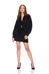 fuzzy sweater cargo jacket black