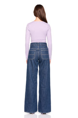 v neck gathered long sleeve