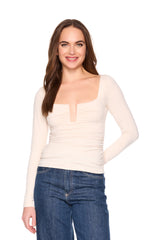 square wire gathered long sleeve