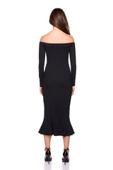 off shoulder trumpet dress