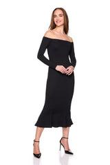 off shoulder trumpet dress