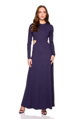 crew side cut out slit long sleeve dress
