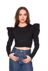 pleated puff sleeve top