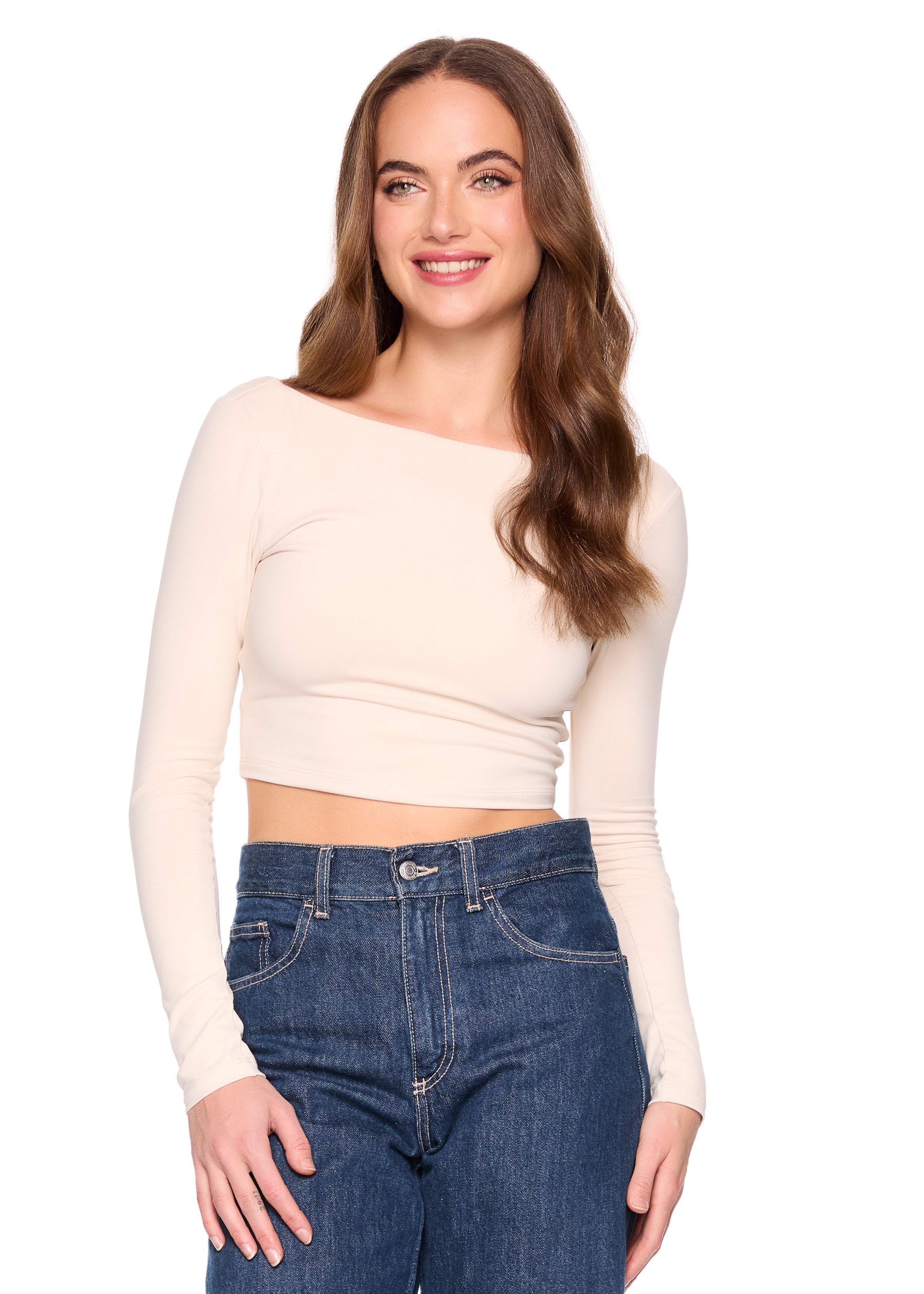 scoop back long sleeve top