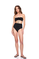 swim high waist bottom black