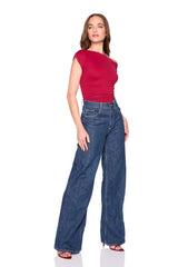 one arm slight off shoulder