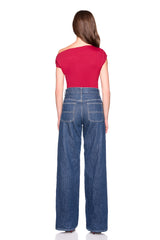 one arm slight off shoulder