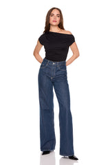 one arm slight off shoulder