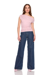 one arm slight off shoulder