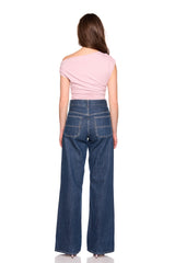 one arm slight off shoulder