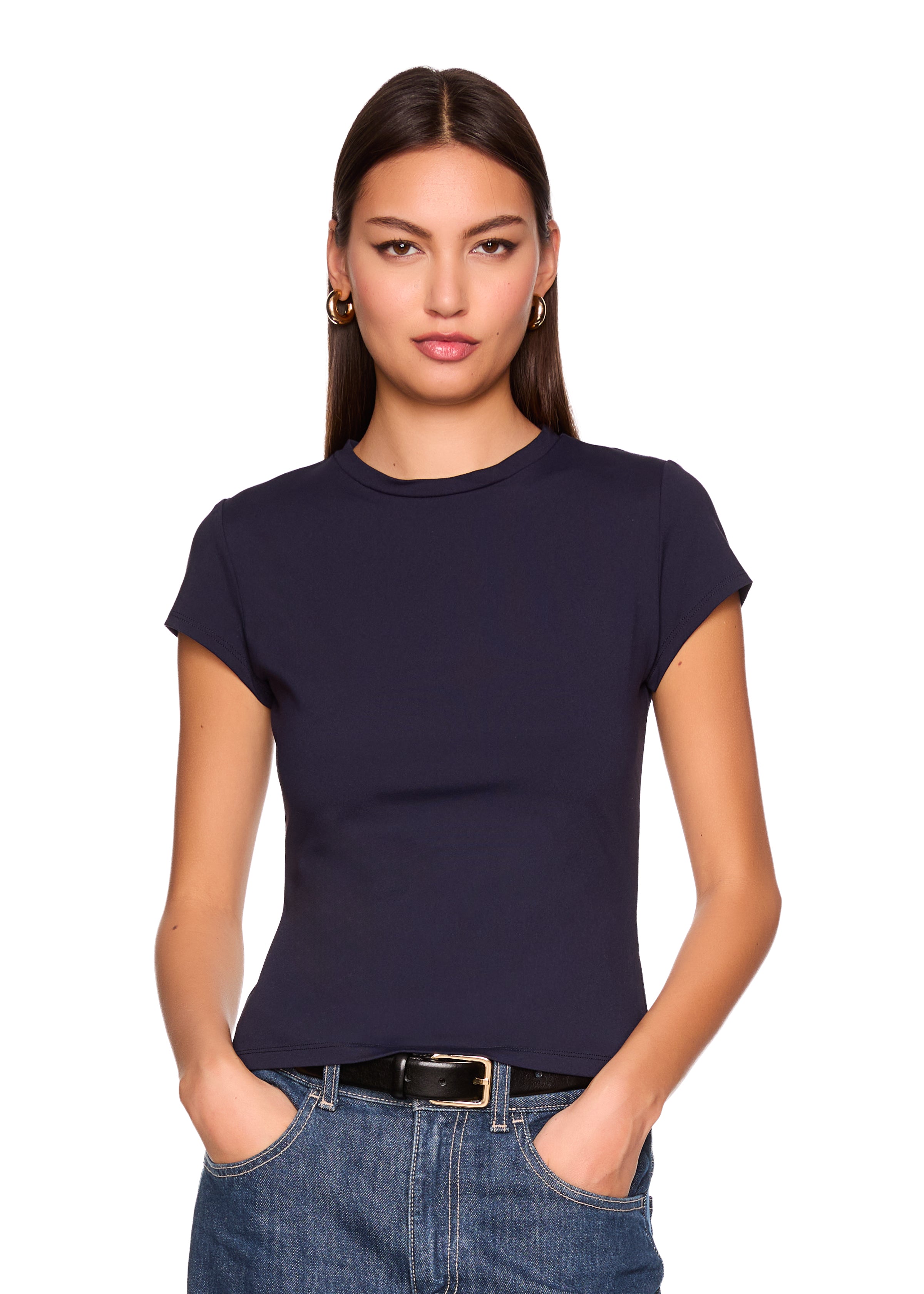 essential shorter crew short sleeve tee