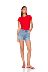 essential shorter crew short sleeve tee