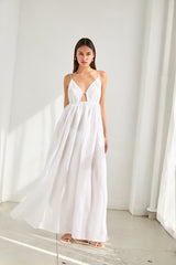 solid linen empire waist dress
