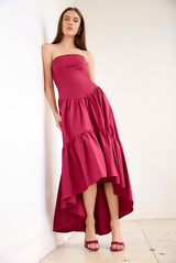 poplin tube high low dress