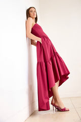 poplin tube high low dress