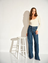 essential scoop front long lseeve top