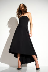 strapless seamed high low dress