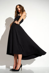 strapless seamed high low dress