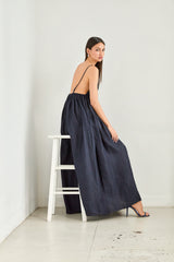 solid linen empire waist dress
