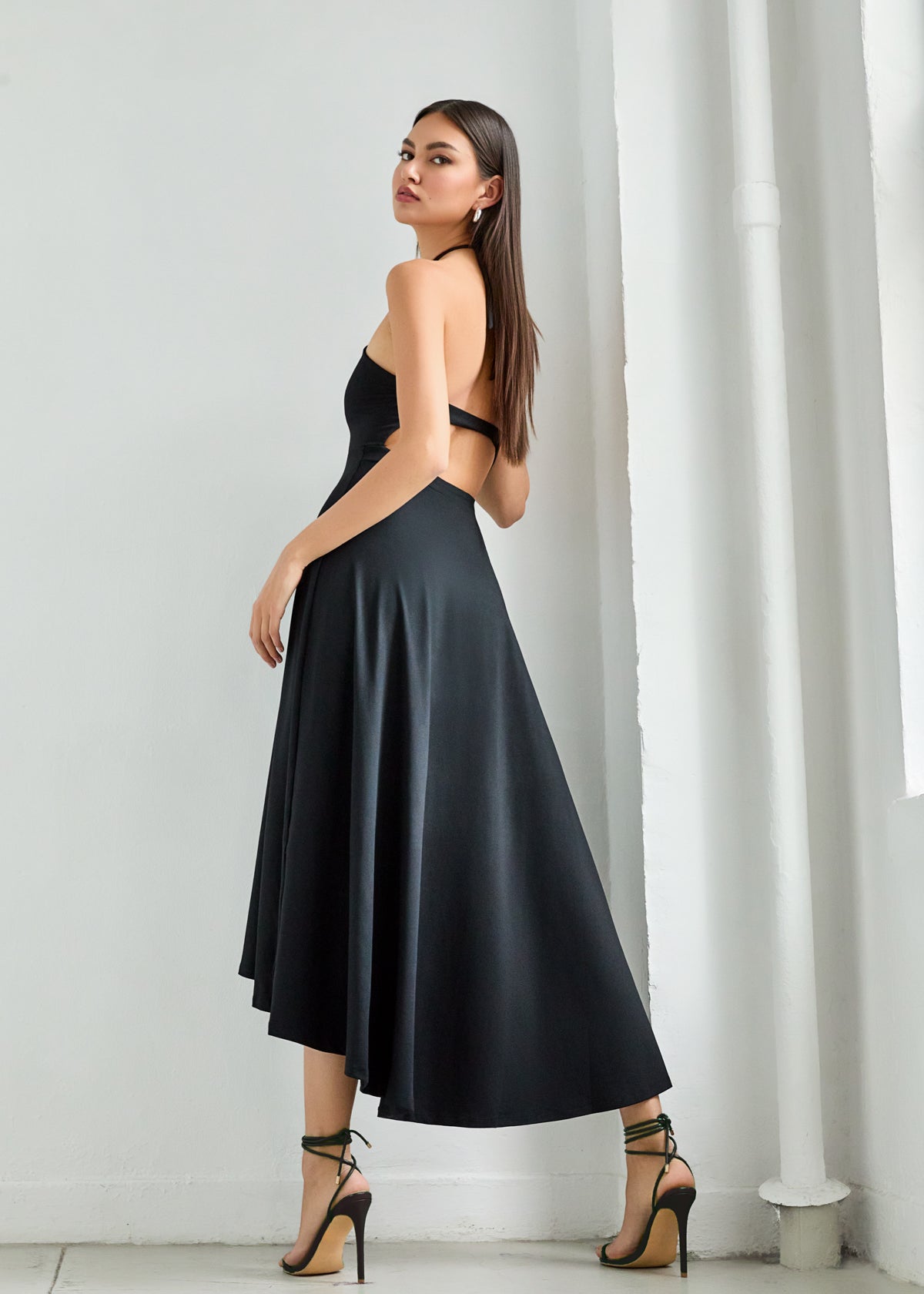 string halter high low dress