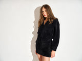 fuzzy sweater cargo jacket black