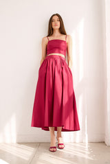 poplin midi skirt