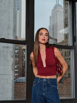 square gathered sleeveless