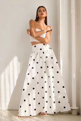 polka dot poplin drop waist skirt