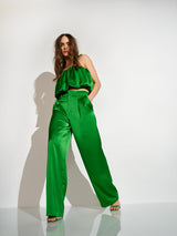 satin pleated pant
