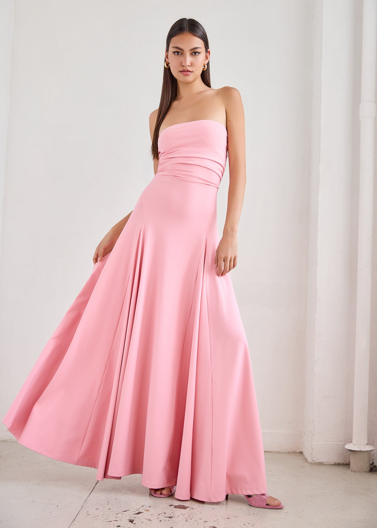 susana monaco dress High Neck Low Back Halter Slit Brief lining tie strap flared dress s