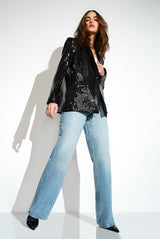 sequin blazer black